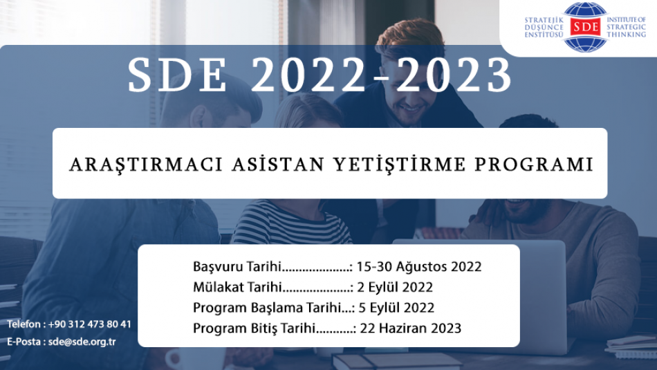 SDE 2022-2023 Araştırmacı Asistan Yetiştirme Programı