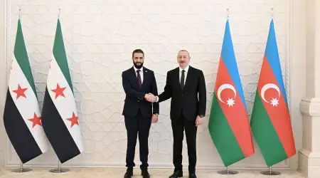Azerbaycan Cumhurbaşkanı Aliyev ile Suriye Cumhurbaşkanı Şara Bakü’de Bir Araya Geldi