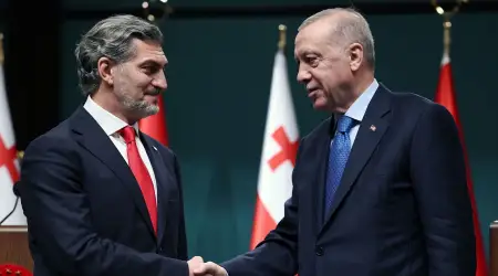 Gürcistan Cumhurbaşkanı ile Görüşen Erdoğan: Orta Koridorun Bel Kemiğini Teşkil Eden Bakü-Tiflis-Kars Demiryolu Bizim için Ehemmiyet Arz Etmektedir