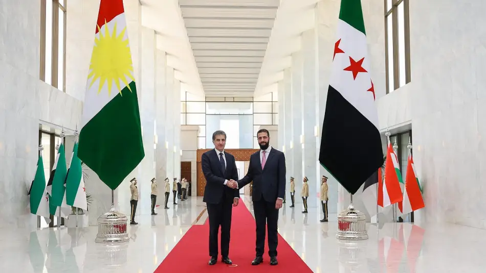 Şam’la Kürtler Arasında Buzları Eriten Ziyaret: Şam’da Bir Araya Gelen Şara ve Barzani Dostluk ve Kardeşlik Mesajı Verdi