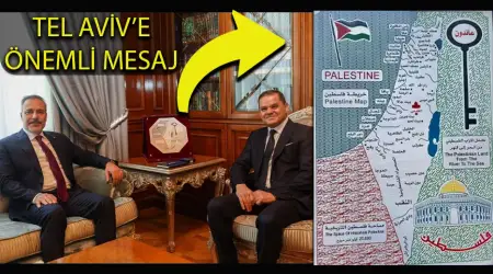 TEL AVİV’E ÖNEMLİ MESAJ: Hakan Fidan ve Dibeybe’nin Görüştüğü Odadaki Haritada İsrail Silindi