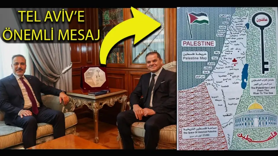 TEL AVİV’E ÖNEMLİ MESAJ: Hakan Fidan ve Dibeybe’nin Görüştüğü Odadaki Haritada İsrail Silindi