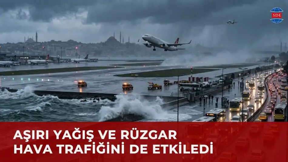 Şiddetli Yağış ve Aşırı Rüzgar Nedeniyle İstanbul’da 43 Uçuş Başka Yerlere Yönlendirildi