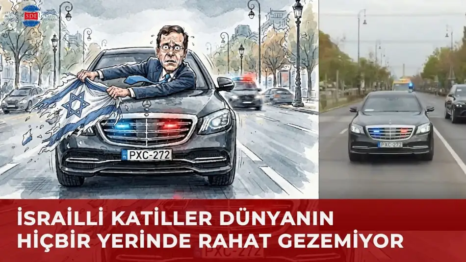 Soykırımcı İsrail'in Cumhurbaşkanı, Macaristan'da  Korkudan Konvoyundaki Araçlardaki Bayrağı Söktürdü