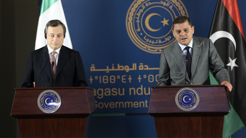 İtalya Başbakanı Draghi, Libya Başbakanı Dibeybe ile Trablus'ta Bir Araya Geldi